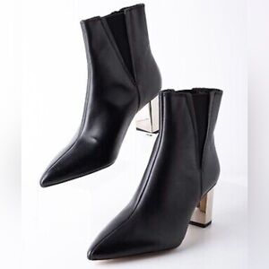Zara metallic heeled black leather ankle boots